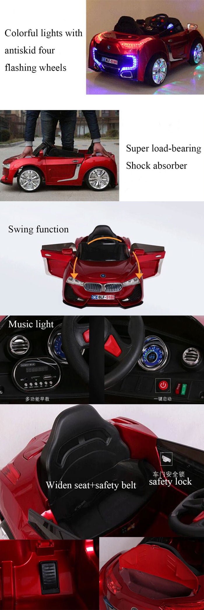 Bmw Kids Ride On Electric Car Surrounded Led Light –Dual Motor Dual Battery