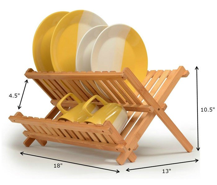 Bamboo Kitchen Compact &Amp; Foldable Dish Drainer