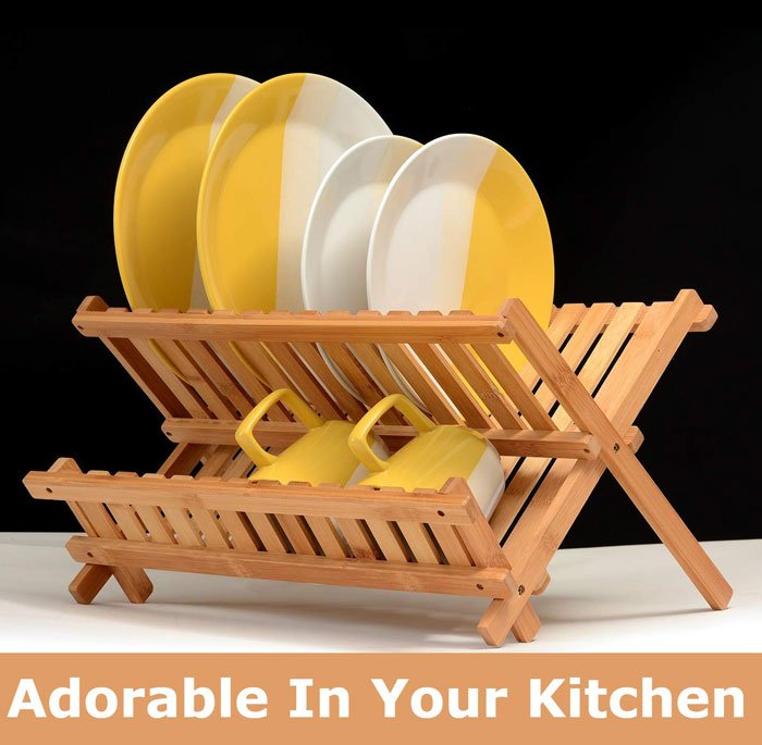 Bamboo Kitchen Compact &Amp; Foldable Dish Drainer