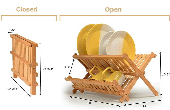 Bamboo Kitchen Compact &Amp; Foldable Dish Drainer