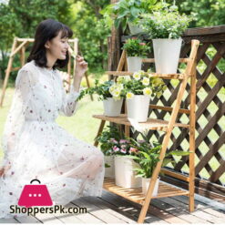 Bamboo Wooden 3 Layer Flower Stand Plant Pot Stand Flower Shelf