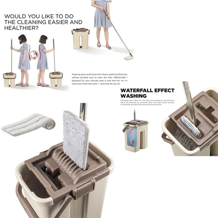 Cleanwise Flat Mop And Bucket System Self-Wash And Squeeze Dry