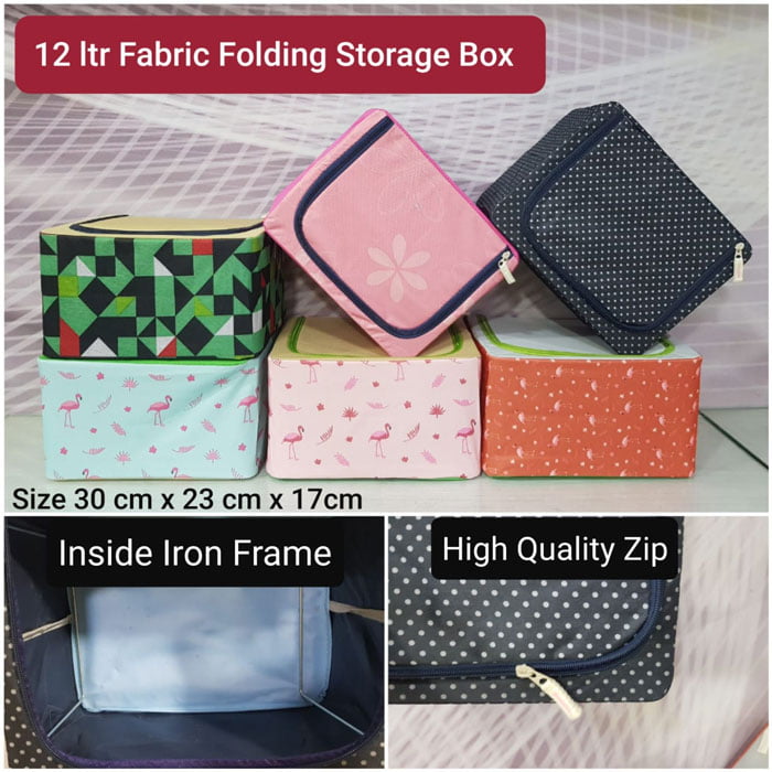 Fabric Folding Storage Box 12 Liter 30 X 23 X 17 Cm
