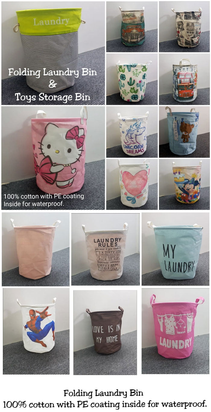 Folding Laundry Bin 100% Cotton With Pe Coating Inside For Waterproof