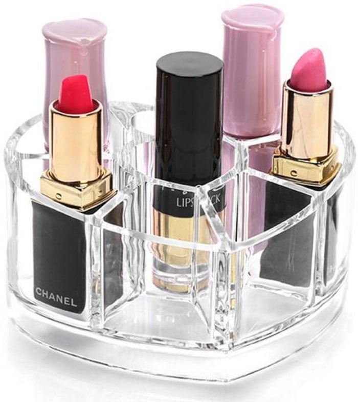 Heart-Shaped Cosmetic Organizer Acrylic Makeup Display