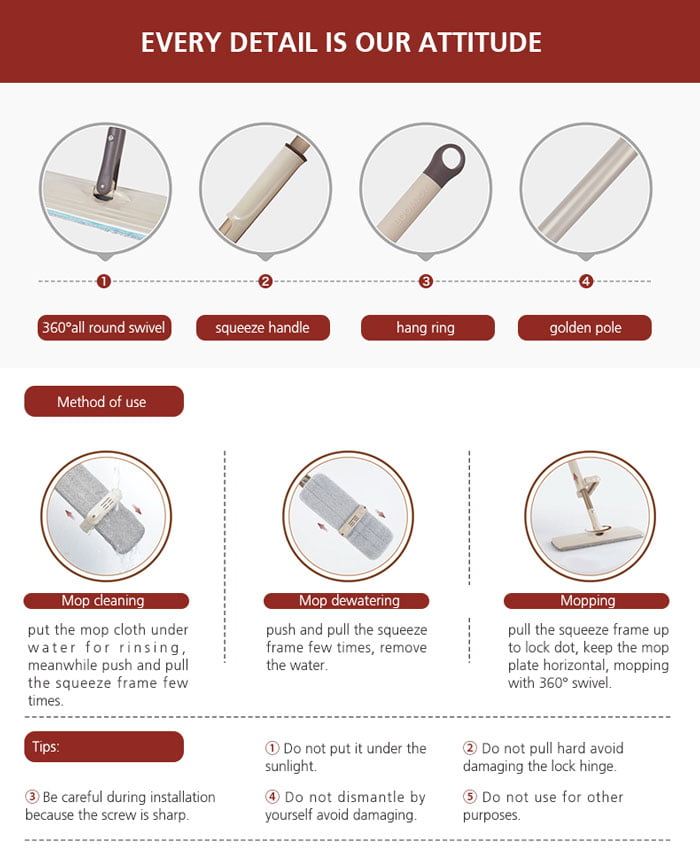 High Quality 360 Rotate Self Wiping Mop