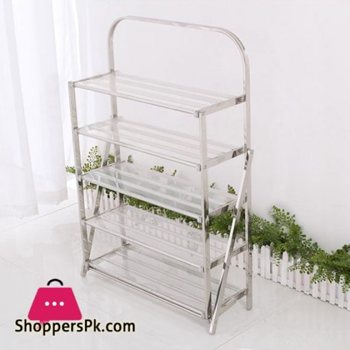 High Quality Stainless Steel Easy Folding Shoe Rack 5 Layer