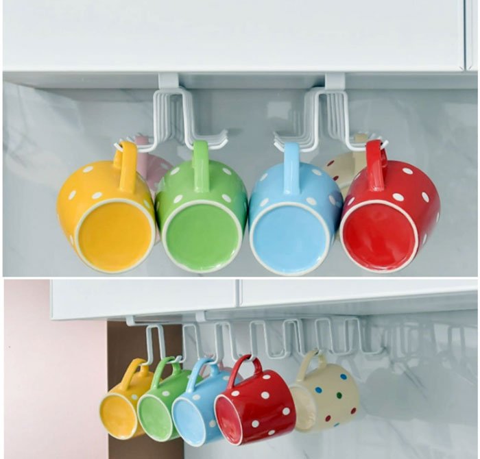 Kitchen Cup Hanger Holder Under Cabinet Space Save