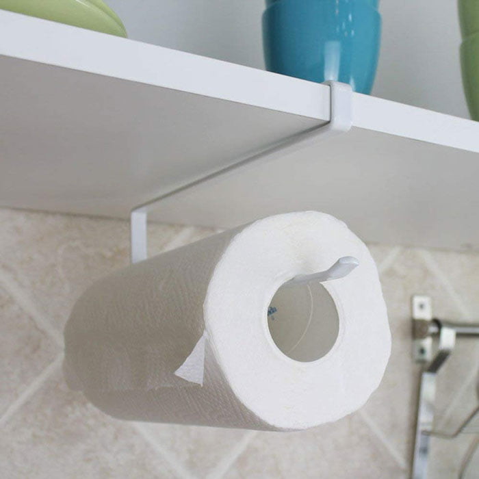 Kitchen Paper Towel Hanger Holder Under Cabinet Roll Rack Space Save Organizer