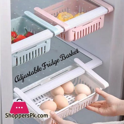Kitchen Refrigerator Adjustable Storage Rack Fridge Freezer Shelf Holder Pull-out Drawer Organizer