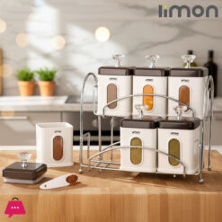 Limon Jar Set of 6 with Steel Rack Iran Made - 1971