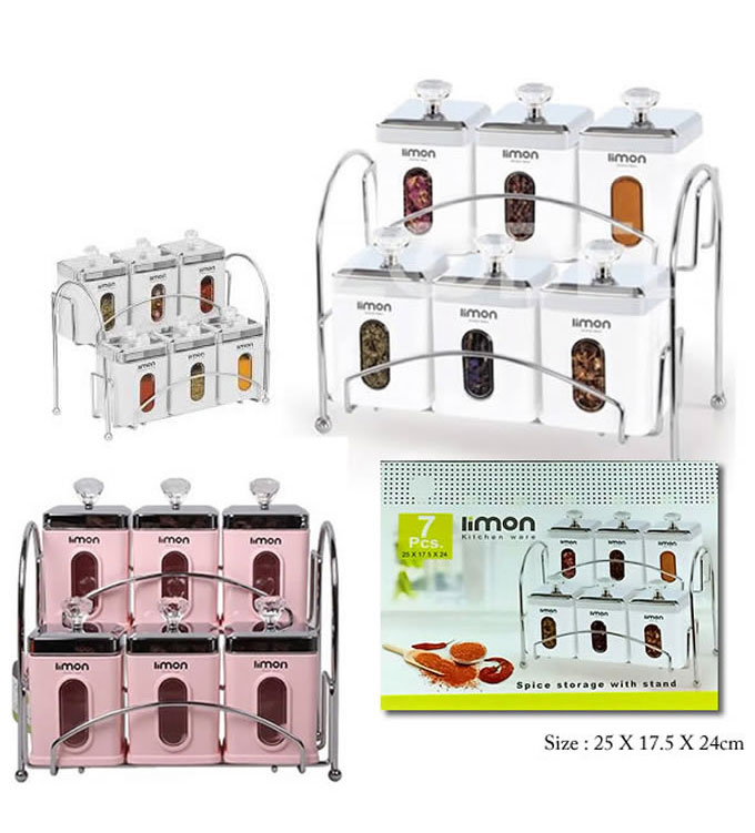 Limon Jar Set Of 6 With Steel Rack Iran Made - 1971