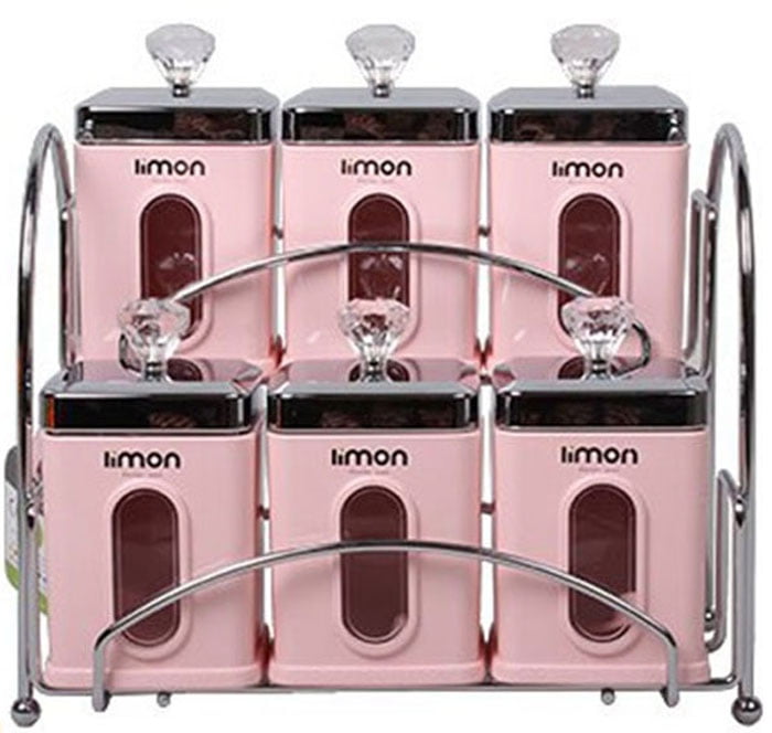 Limon Jar Set Of 6 With Steel Rack Iran Made - 1971