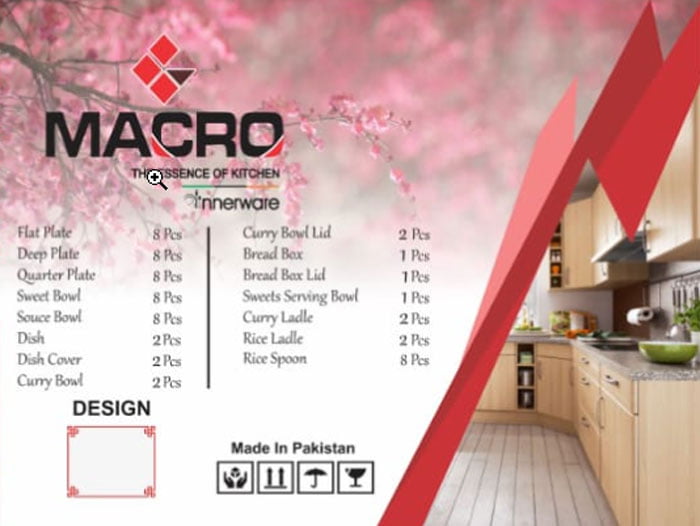 Macro Melamine 8 Person 72 Pcs Dinner Set