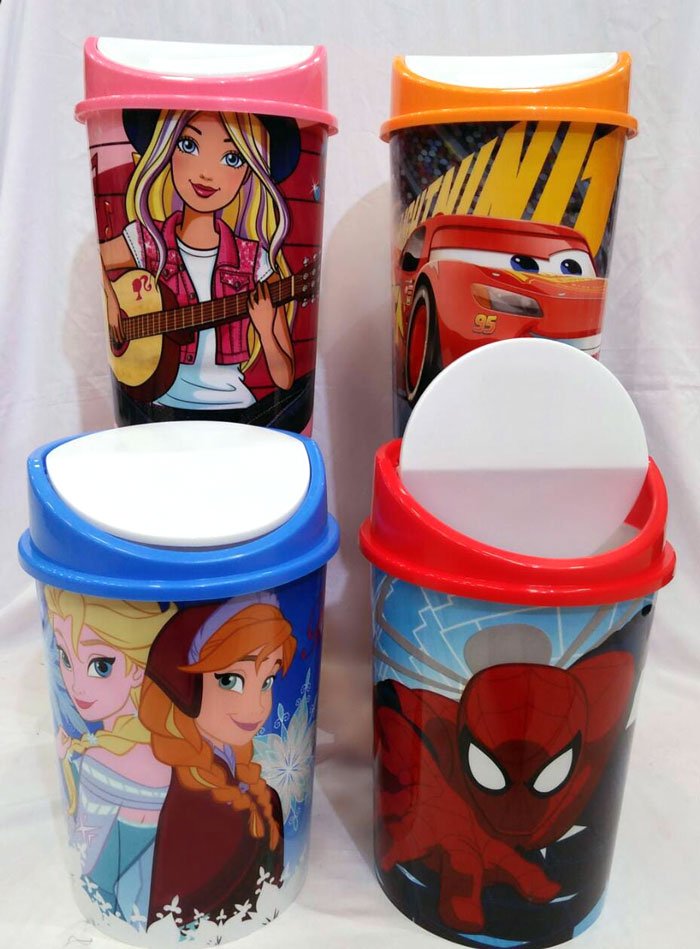 Cartoon Plastic Dustbin With Lid