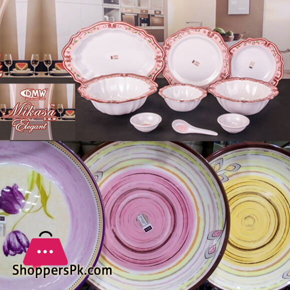 Mikasa Melamine Plastic 8 Person Double Glaze 64 Pcs Dinner Set