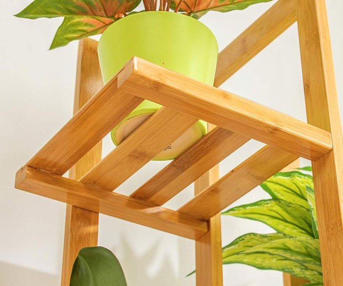 Multi-Tiered Flower Pot Storage Rack Wooden Plant Rack 6 Layer Display Shelf Rich And Colorful Use 17.7X8.7X49.2In