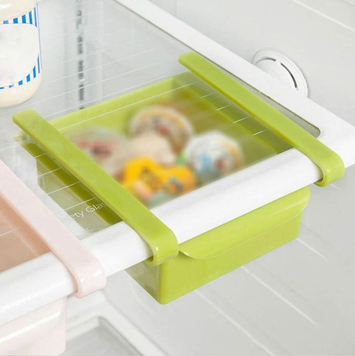 Multi Function Plastic Kitchen Refrigerator Storage Box Freezer Shelf Holder Sliding Drawers Kitchen Space Saver