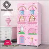 Multipurpose Eco Friendly DIY 8 Doors Cubes Princess Pink Castle Clothes Toy Storage Cabinet