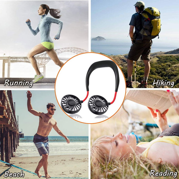 7 Wing Neck Fans Mini Portable Outdoor Fan Personal Fan Usb Battery Operated Rechargeable Neckband Fan