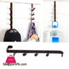 Over The Door Organizer Hanger Rack Coats Caps Clothes Holder With 5 Hooks Metal