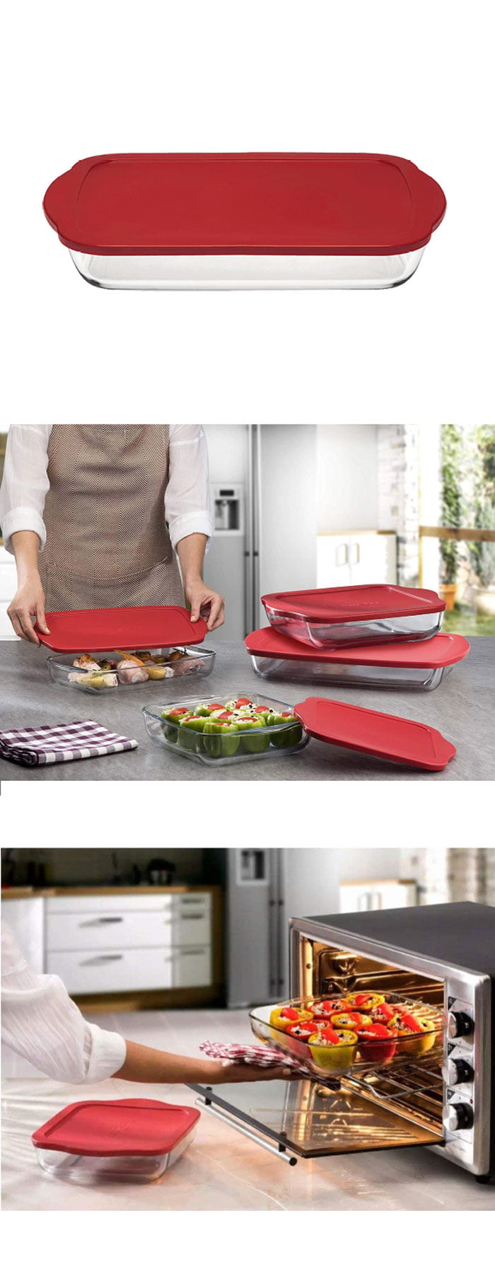 Pasabahce Borcam Ovenware Rectangle Baking Tray With Lid – 13 X 10 Inch