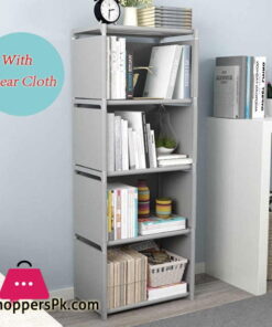 Storage Cabinet Combination 5 Layers Shelving Simple Modern Shelf with Back Cloth