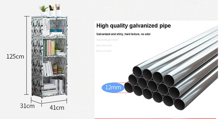 Storage Cabinet Combination 5 Layers Shelving Simple Modern Shelf With Back Cloth