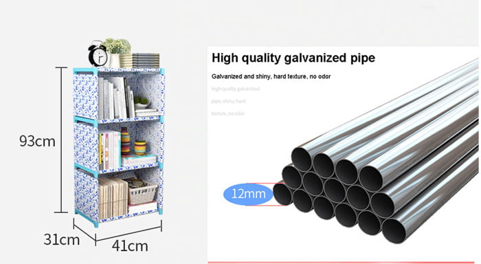 Storage Cabinet Combination 5 Layers Shelving Simple Modern Shelf With Back Cloth