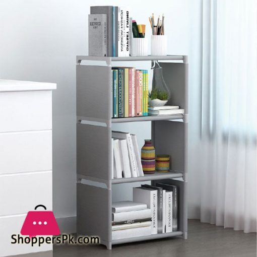 Storage Cabinet Combination 4 Layers Shelving Simple Modern Shelf with Back Cloth