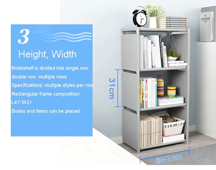 Storage Cabinet Combination 4 Layers Shelving Simple Modern Shelf With Back Cloth