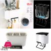 Wall Mounted Kitchen Utensils Spoon Cutlery Holder Multi functional Storage Rack With Hooks