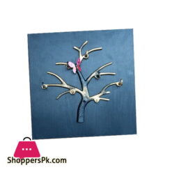 Wood Frame Metal Tree Key Holder 6 Hook With Butterfly