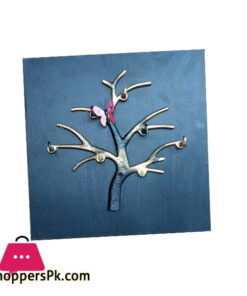 Wood Frame Metal Tree Key Holder 6 Hook With Butterfly