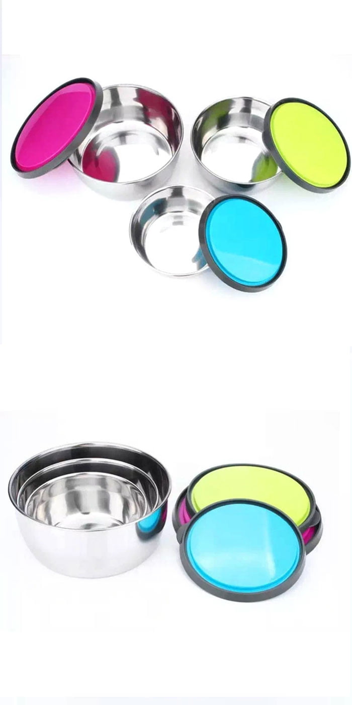 3 Piece Food Container With Lids Stainless Steel