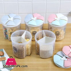 3 Compartment Food Grains Dry Fruit Storage Jar-1500 ml