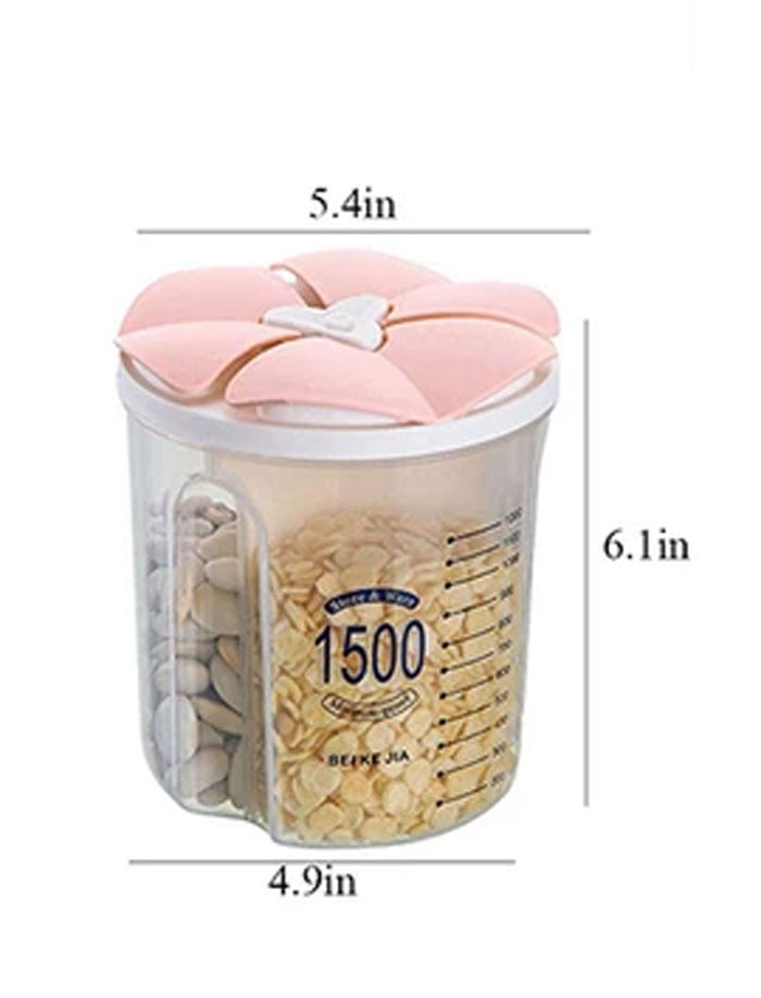 3 Compartment Food Grains Dry Fruit Storage Jar-1500 Ml