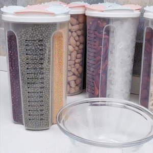 3 Compartment Food Grains Dry Fruit Storage Jar-1500 Ml