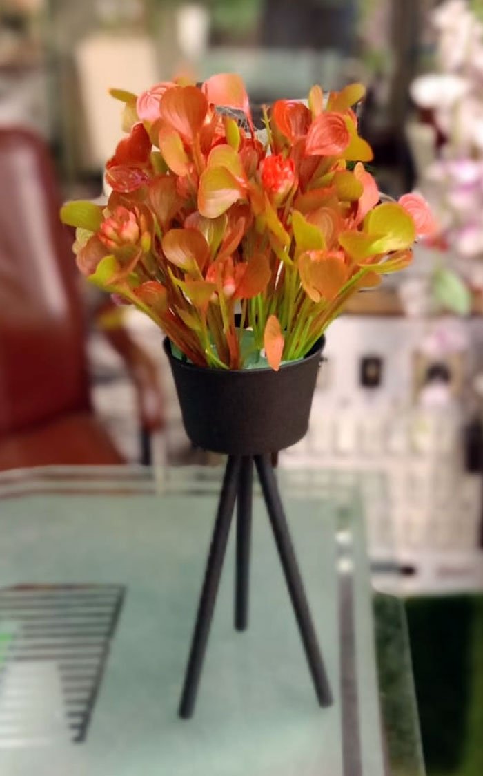 Artificial Floral Arrangement In Metal Stand