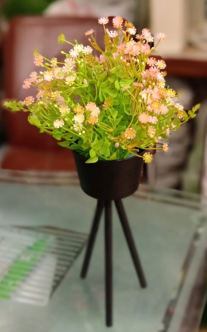 Artificial Floral Arrangement In Metal Stand