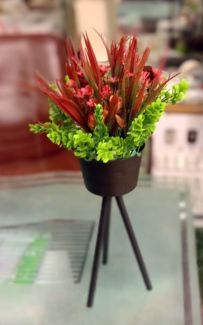Artificial Floral Arrangement In Metal Stand
