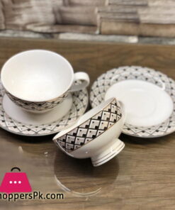 Beautiful Fine Bone China Cup and Saucer 12 Pcs Set - H-10
