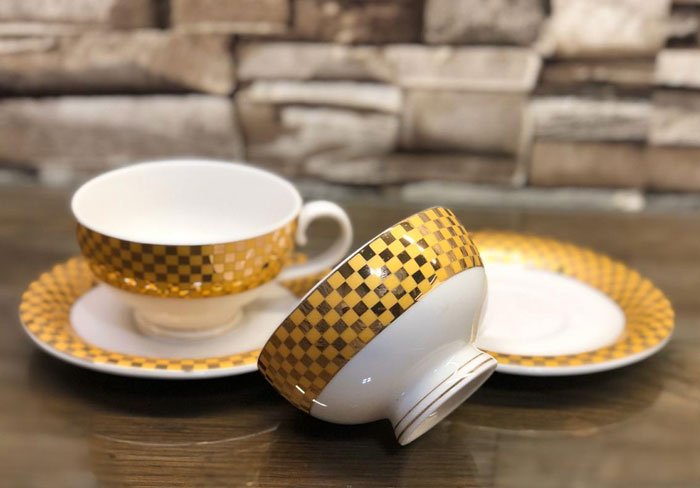 Beautiful Fine Bone China Cup And Saucer 12 Pcs Set - H-11