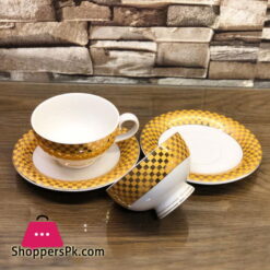 Beautiful Fine Bone China Cup and Saucer 12 Pcs Set - H-11