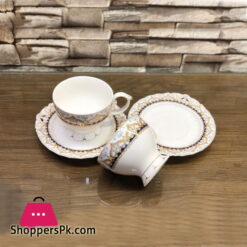 Beautiful Fine Bone China Cup and Saucer 12 Pcs Set - H-13