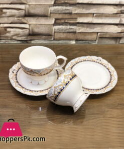 Beautiful Fine Bone China Cup and Saucer 12 Pcs Set - H-13