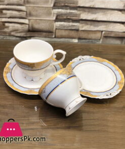 Beautiful Fine Bone China Cup and Saucer 12 Pcs Set - H-14