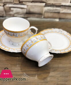 Beautiful Fine Bone China Cup and Saucer 12 Pcs Set - H-15