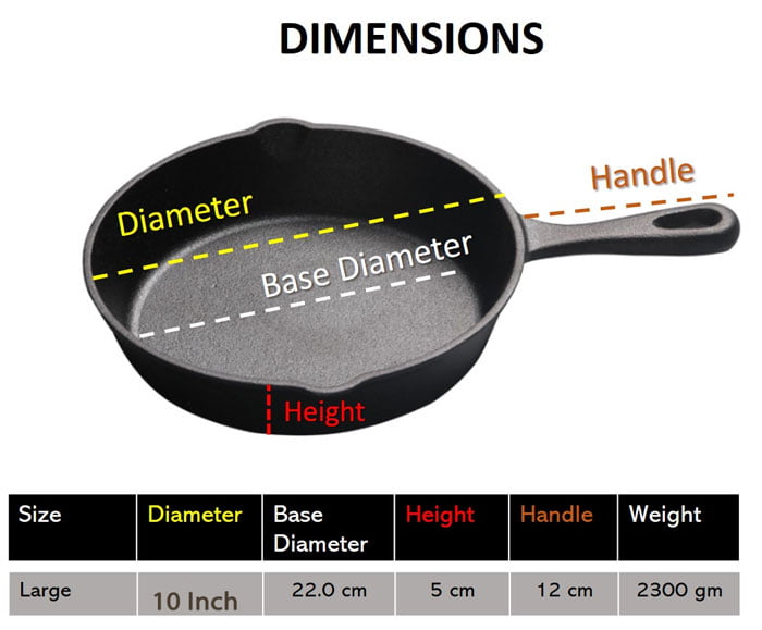 Cast Iron Skillet Pan With Wood Base Durable Fry Pan -10 Inch