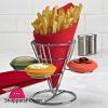 Ceramic Dipping Cone Fries Stand Red Large